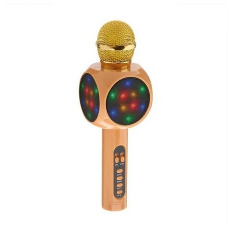 Колонка-микрофон для караоке WS-1816ch, 2х3 Вт, 2600 мАч, подсветка, золотистый