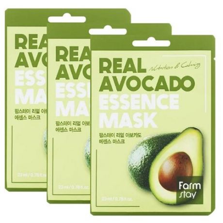 Farm Stay Женский Real Avocado Essence Mask Тканевая маска с экстрактом авокадо 3шт по 23мл