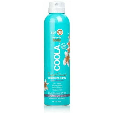 Солнцезащитный спрей для тела Тропический кокос SPF 30 COOLA Classic Sunscreen Spray Tropical Coconut SPF30 177 ml.