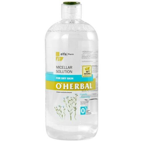 Мицеллярная вода O`HERBAL для сухой кожи с экстрактом льна 500мл