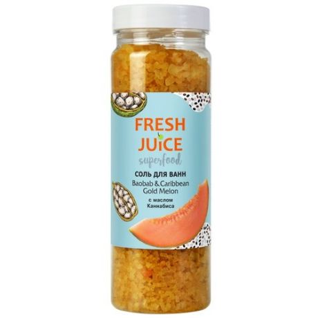 Соль для ванны Fresh Juice Superfood Baobab & Caribbean Gold Melon 700г