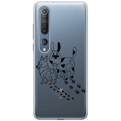 Чехол - накладка Transparent 3D для Xiaomi Mi 10 с принтом "Funny doggies"