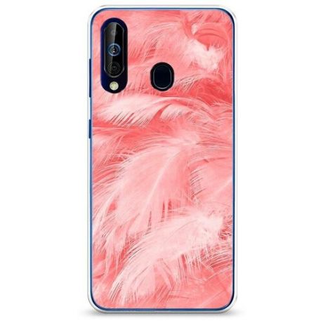Силиконовый чехол "Розовые перья фламинго" на Samsung Galaxy A60 / Самсунг Галакси А60
