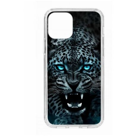 Чехол Apple iPhone 12/12 Pro MagSafe Kruche Print Дикий леопард/бампер/накладка/противоударный/защита камеры/с рисунком/МагСейф
