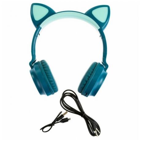 Беспроводные Bluetooth наушники со светящимися кошачьими ушками Cat Ear ZW-028 Зеленые