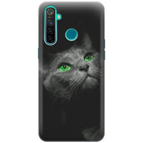 Силиконовый чехол на realme 5 Pro / Рилми 5 Про с принтом "Зеленоглазая кошка"