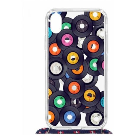 Чехол Apple iPhone XR Magrope MagSafe Kruche Print Виниловые пластинки/с шнурком/накладка/противоударный/защита камеры/с рисунком/МагСейф