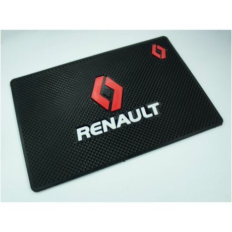 Коврик противоскользящий, на приборную панель c логотипом Renault/ Коврик на торпедо автомобиля