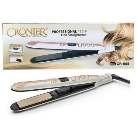Профессиональный выпрямитель для волос 2 в 1 / плойка / стайлер для волос / щипцы для волос / стайлер / утюжок Cronier CR-955, белый