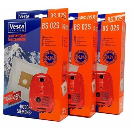 Комплект синтетических пылесборников Vesta filter BS02S XXl-Pack 12 шт