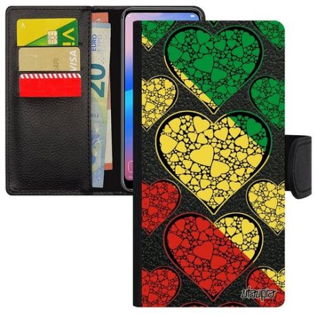Противоударный чехол книжка для смарфона // Honor 9 // "Флаг Ямайки с сердцем" Любовь Дизайн, Utaupia, цветной