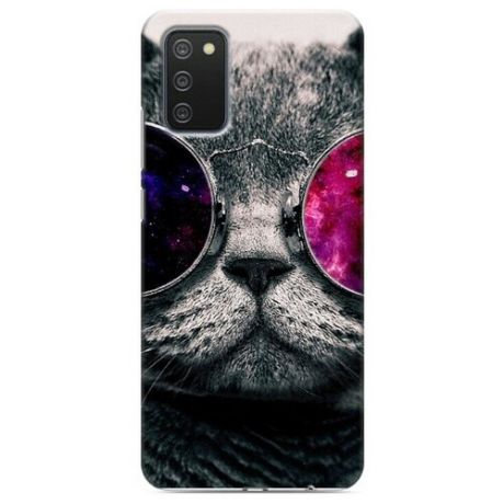 Дизайнерский пластиковый чехол для Samsung Galaxy A03s Неоновый кот