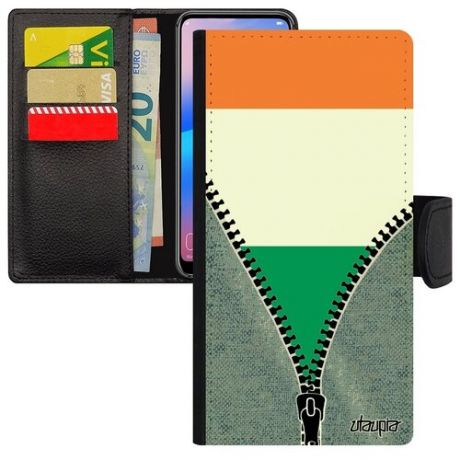 Противоударный чехол-книжка на смартфон // Honor 9 // "Флаг Конго Киншаса на молнии" Страна Дизайн, Utaupia, серый