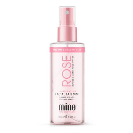 MINE TAN, Спрей-мист автозагар с успокаивающей розовой водой Rose Water Illuminating Facial Tan Mist, 100 мл