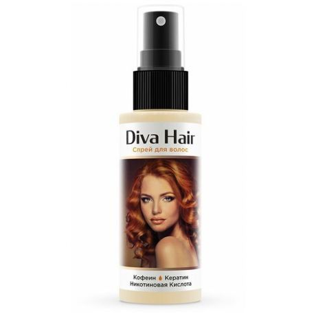 Diva Mask Спрей для волос стимулирующий рост волос с кофеином и никотиновой кислотой, 100 мл