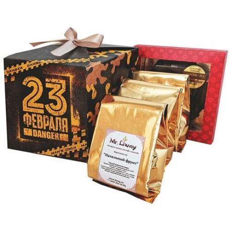 Подарочный набор из 3 видов чая и шоколада для мужчин на 23 февраля Liway "Брутальность"