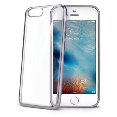 Чехол- накладка Celly Laser для Apple iPhone 7/8 прозрачный, темно- серый кант