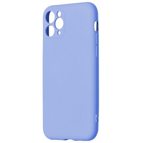 Матовый силиконовый чехол- накладка с бархатной подкладкой из микрофибры PERO для Apple iPhone 11 Pro / Silicone Case на Эпл Айфон 11 Про , голубой