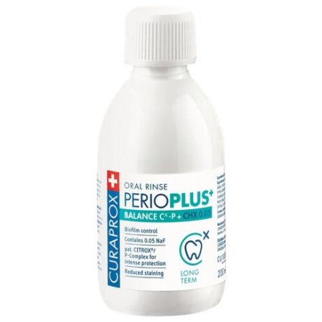 Curaprox Жидкость - Ополаскиватель Perio Plus Balance, с Содержанием Хлоргексидина 0,05%, 200 мл