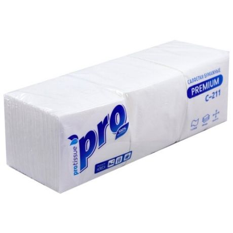 Салфетки бумажные Protissue 24х24 см белые однослойные 500 штук в упаковке