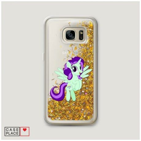Чехол Жидкий с блестками Samsung Galaxy S7 Little pony Tina