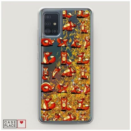 Чехол Жидкий с блестками Samsung Galaxy A51 Лисья йога