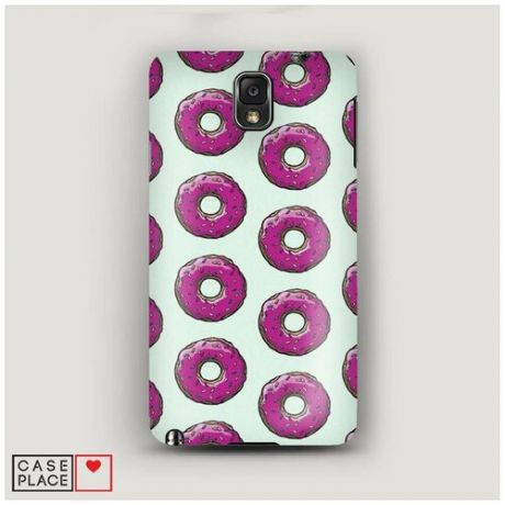 Чехол Пластиковый Samsung Galaxy Note 3 Фиолетовые пончики фон