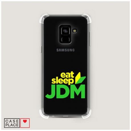 Чехол силиконовый Противоударный Samsung Galaxy A8 2018 JDM logo green