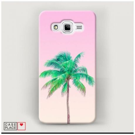 Чехол Пластиковый Samsung Galaxy J2 Prime 2016 Пальма на розовом фоне
