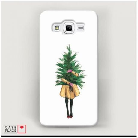 Чехол Пластиковый Samsung Galaxy J2 Prime 2016 Девушка с елкой