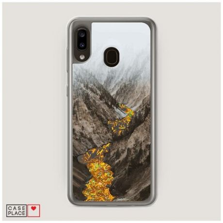 Чехол Жидкий с блестками Samsung Galaxy A30 Горная река