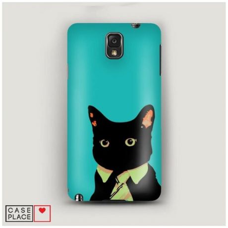 Чехол Пластиковый Samsung Galaxy Note 3 Черный кот в галстуке