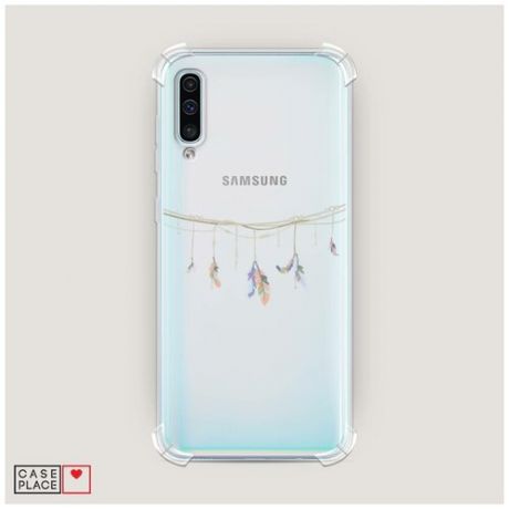 Чехол силиконовый Противоударный Samsung Galaxy A50 Перышки на веревке