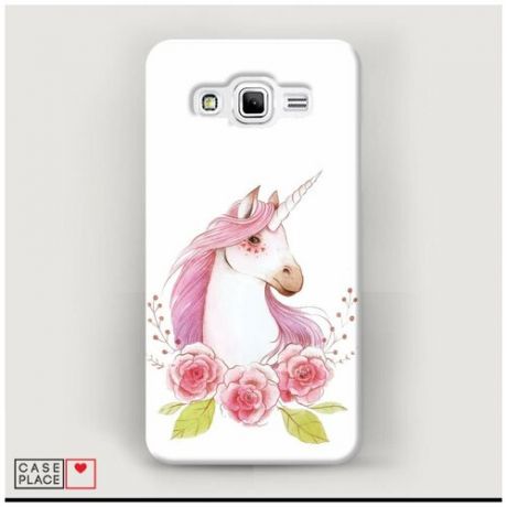 Чехол Пластиковый Samsung Galaxy J2 Prime 2016 Единорог цветы