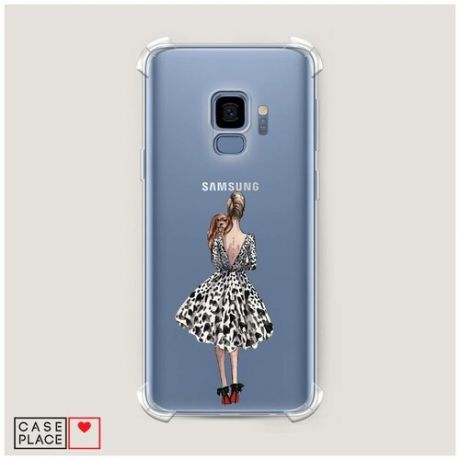 Чехол силиконовый Противоударный Samsung Galaxy S9 Уходящая дама с собачкой
