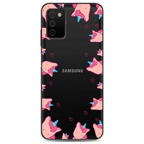 Силиконовый чехол "Рамка из розовых единорогов" на Samsung Galaxy A03S / Самсунг Галакси A03S