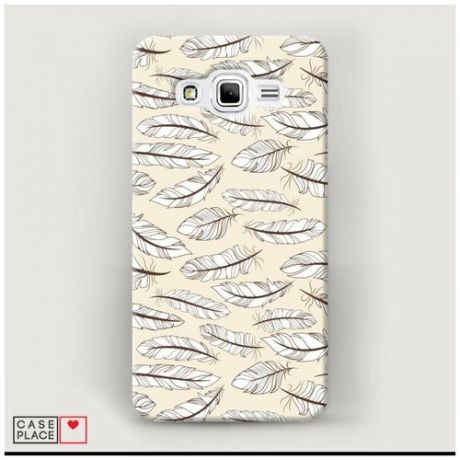 Чехол Пластиковый Samsung Galaxy J2 Prime 2016 Белые перья