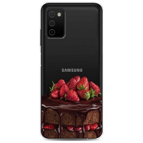 Силиконовый чехол "Шоколадно-клубничный торт арт" на Samsung Galaxy A03S / Самсунг Галакси A03S