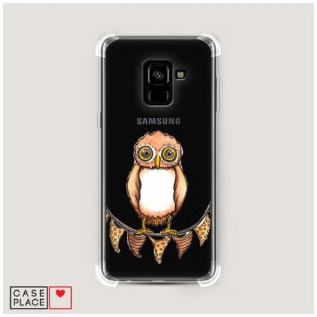 Чехол силиконовый Противоударный Samsung Galaxy A8 2018 Совенок и флажки