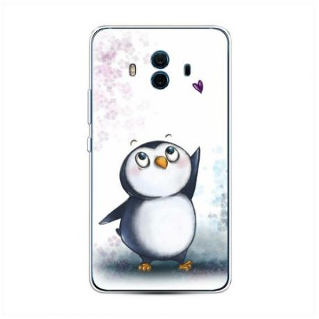Силиконовый чехол "Пингвин и сердечко" на Huawei Mate 10 / Хуавеи Мате 10