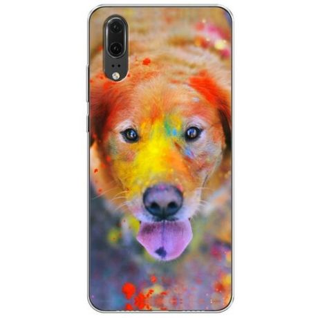 Силиконовый чехол "Собака в красках" на Huawei P20 / Хуавей П 20