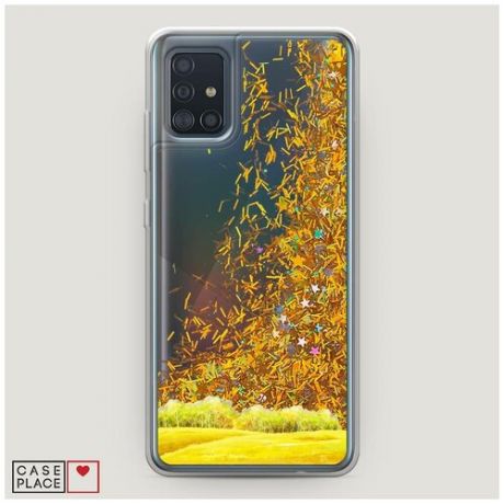 Чехол Жидкий с блестками Samsung Galaxy A51 Осеннее поле