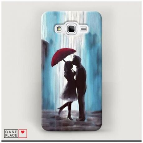 Чехол Пластиковый Samsung Galaxy J2 Prime 2016 Влюбленная пара под зонтом
