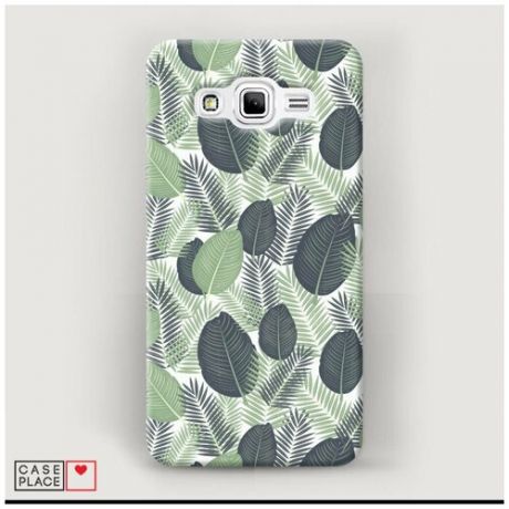 Чехол Пластиковый Samsung Galaxy J2 Prime 2016 Пальмовые листья паттерн