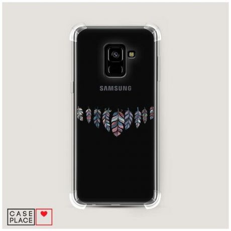 Чехол силиконовый Противоударный Samsung Galaxy A8 2018 Гирлянда из перьев 1