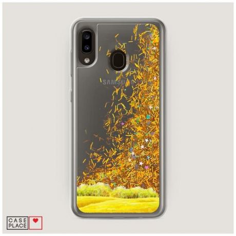 Чехол Жидкий с блестками Samsung Galaxy A20 Осеннее поле
