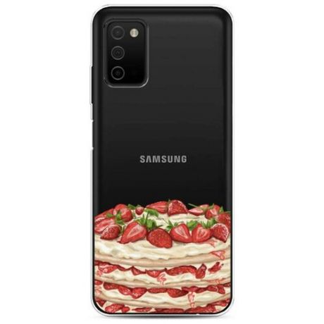 Силиконовый чехол "Сливочно-клубничный торт арт" на Samsung Galaxy A03S / Самсунг Галакси A03S
