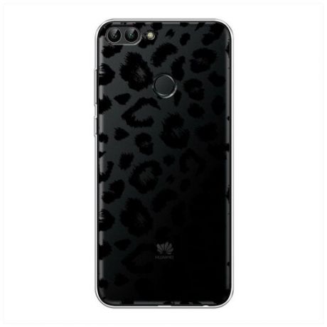 Силиконовый чехол "Окрас леопарда рамка черная" на Huawei Y9 2018 / Хуавей У9 2018