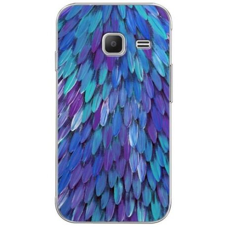 Силиконовый чехол "Синие перья" на Samsung Galaxy J1 mini 2016 / Самсунг Галакси Джей 1 мини 2016