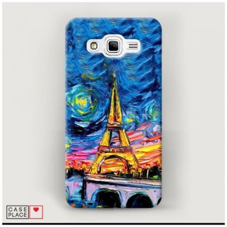 Чехол Пластиковый Samsung Galaxy J2 Prime 2016 Эйфелева башня-гуашь